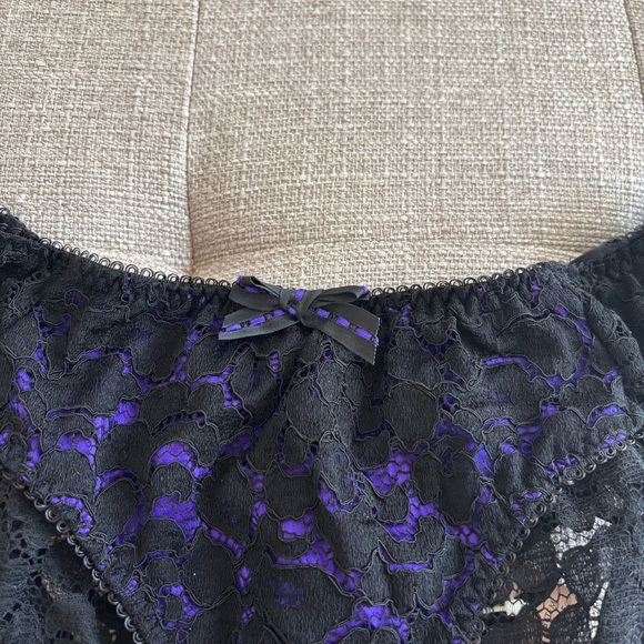 NWT! AGENT PROVOCATEUR RUDY BRA BLACK PURPLE SET Bra 36DD, Panties 4(L) - Picture 7 of 13